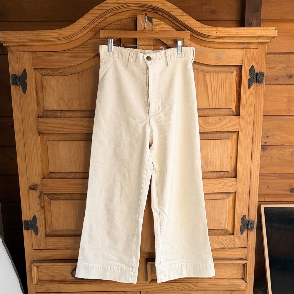 THE GREAT. Women's Cream Wide-Leg Jeans